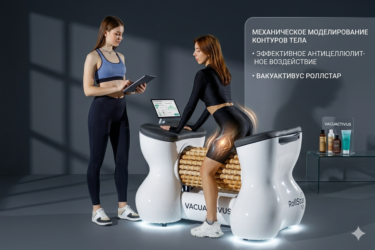 Роликовый массаж аппаратом VACUACTIVUS RollStar — антицеллюлитная процедура в студии коррекции фигуры
